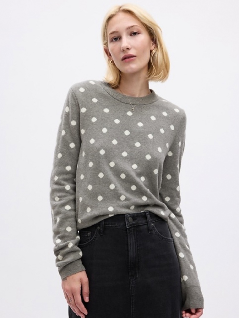 GAP CashSoft Polka Dot Crewneck Sweater